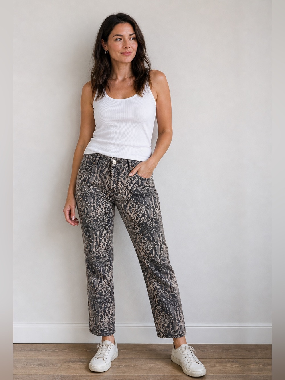 Michael Kors Snakeskin Print Skinny Jeans-Style Stretch Animal Print Pants Sz 8